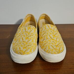 Yellow Floral Slip-On Sneakers